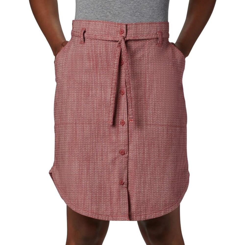 2/$30 Columbia Small Womens Red Summer Chill High Rise Belted Above Knee Skirt - Picture 2 of 12